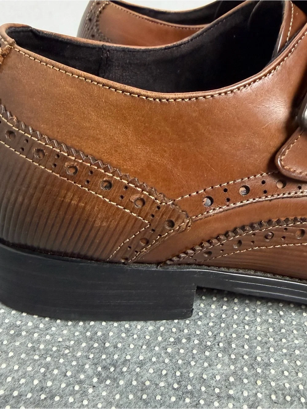Kenneth Cole New York Brown Leather Wingtip Monk Strap Oxfords Wing tip Shoe